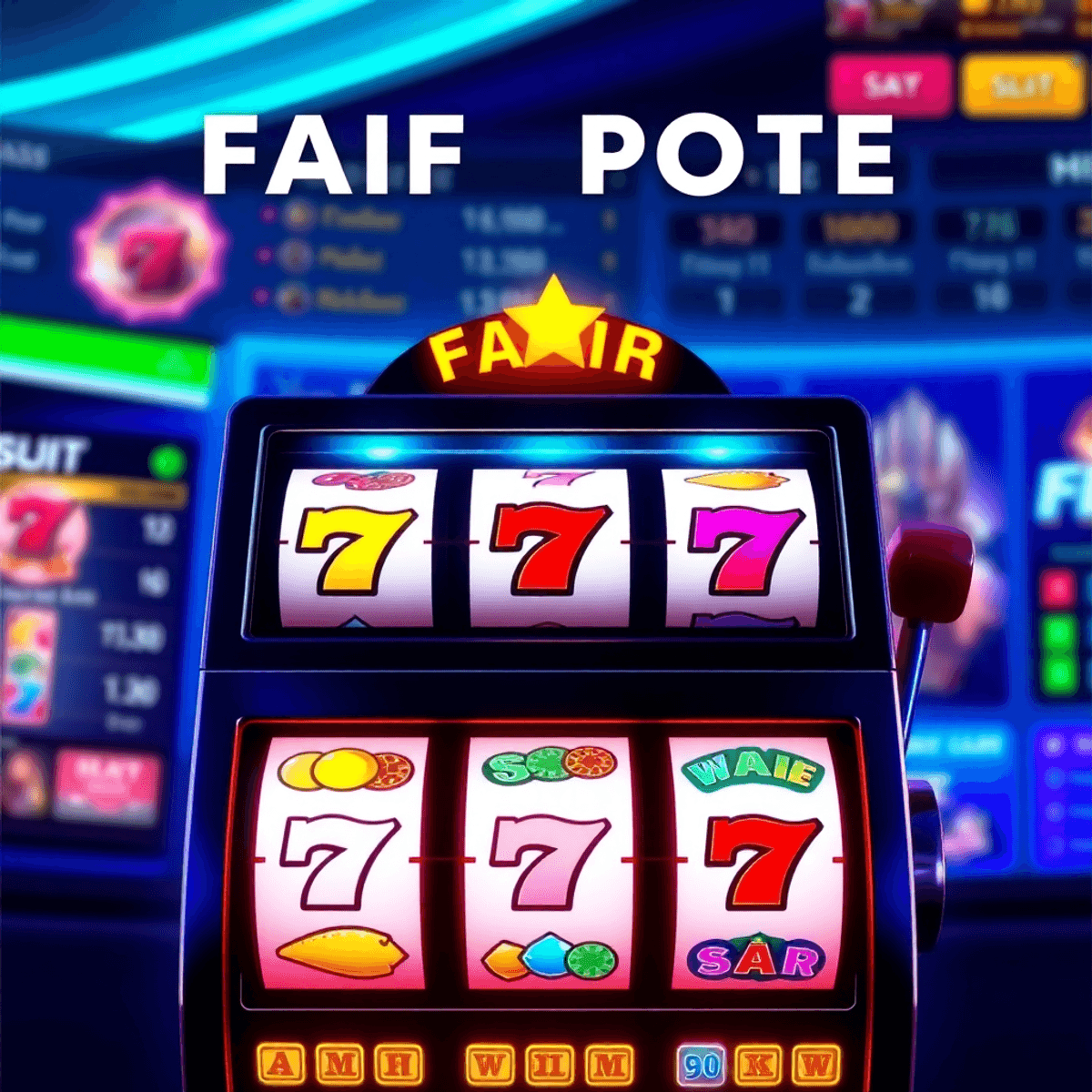 A vibrant digital slot machine with glowing reels displaying winning symbols on a sleek online casino interface background.